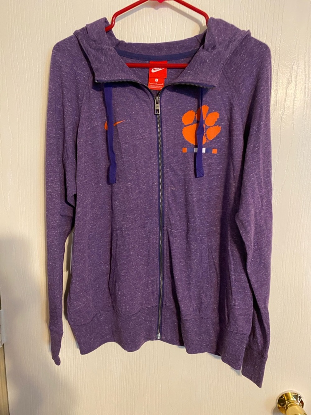 Nike Clemson Tiger Full-Zip Hoodie with Orange Paw Accent